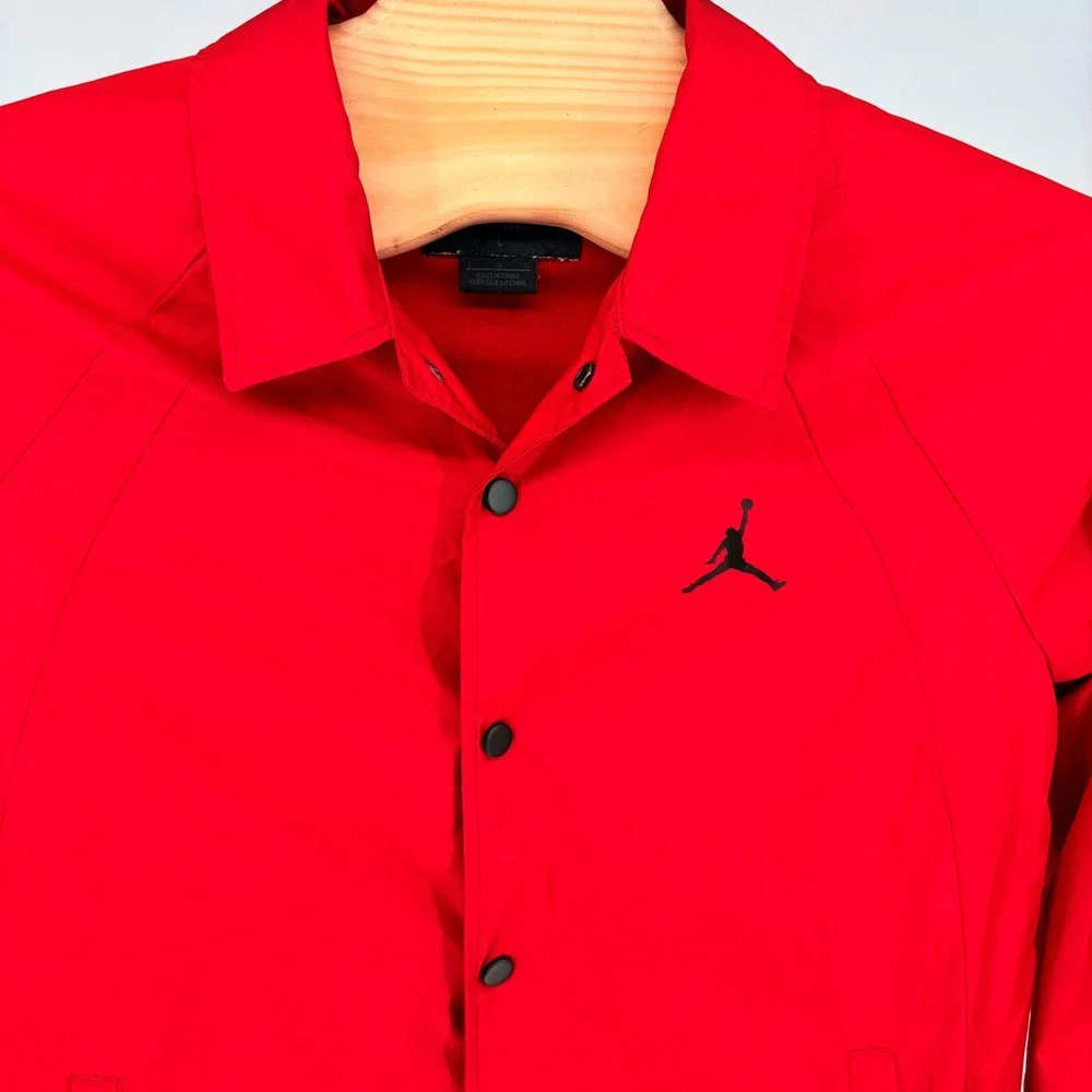 Jordan Coaches Jacket Large Red Jumpman Snap Front Raglan Streetwear